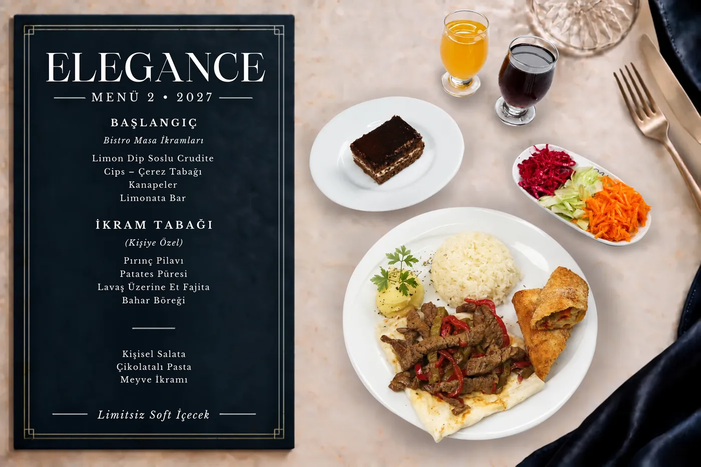 Talia Garden Elegance Menü 2 menüsü ve tabağı