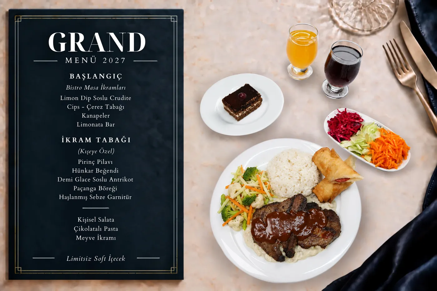 Talia Garden Grand menüsü ve tabağı