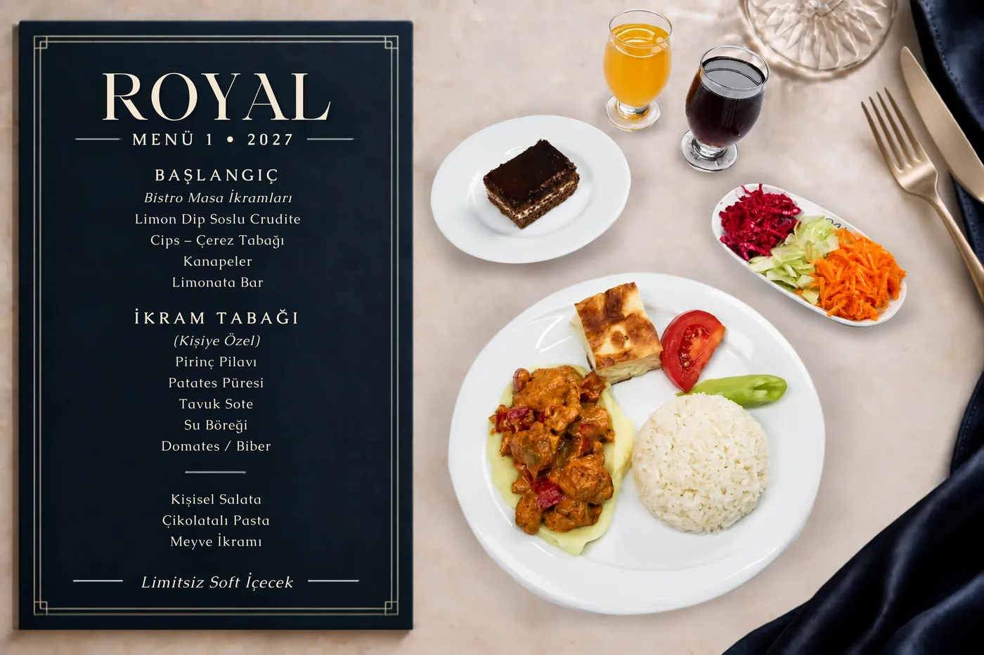 Talia Garden Royal Menü 1 menüsü ve tabağı
